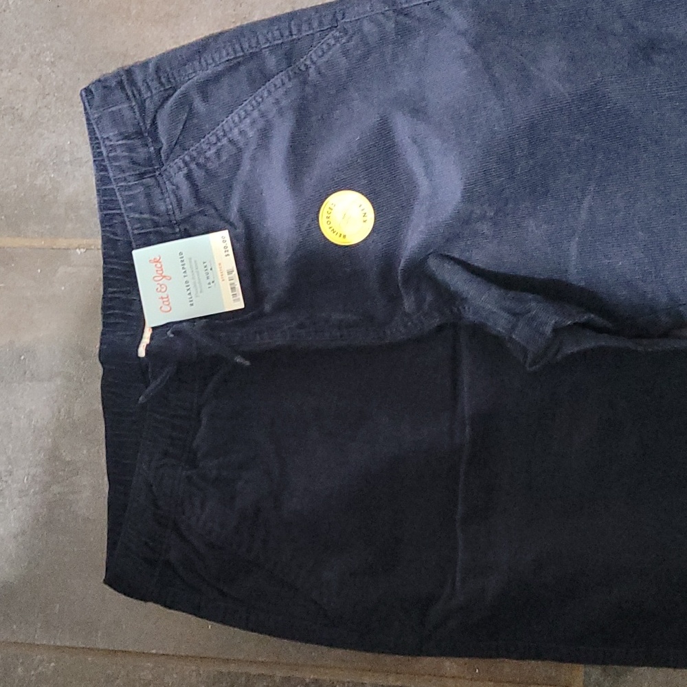 Boys' Relaxed Tapered Corduroy Pull-On Pants Cat & Jack Navy Blue 16 Husky NWT - Picture 2 of 4